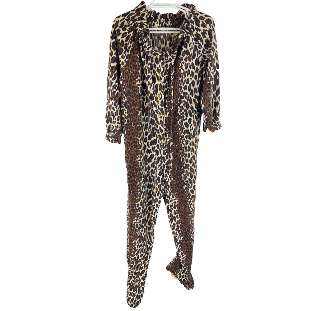 Gaymode Penneys Vtg 60s Footie Pajamas‎ Animal Print AOP Sleep One Piece Cheetah